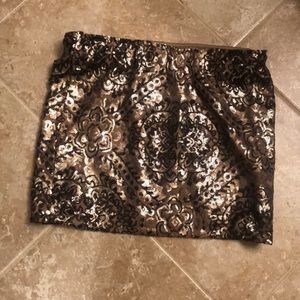 Gold sequin skirt.
